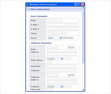 Figure 4. Pop-up Window to Add Contact