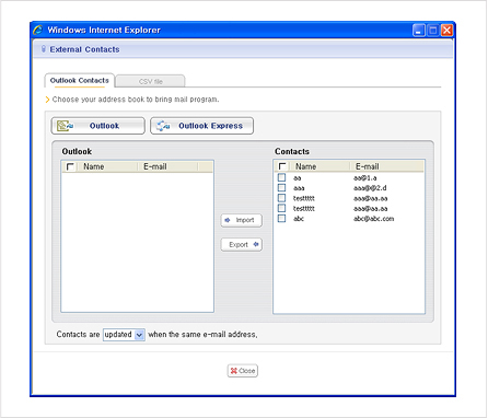 Figure 7. External Contacts - Outlook Contacts