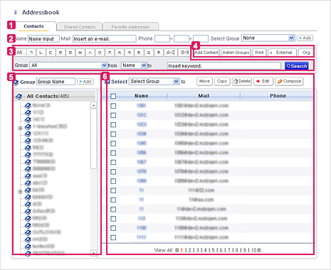 Figure 1. Main Page of the Personal Contacts