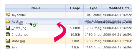 Figure 2. Move Folders/Files from a list to another