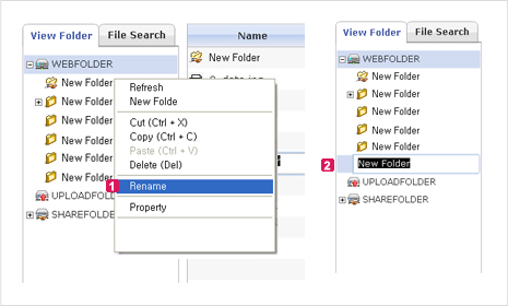 Figure 1. Rename Folder/File in the Site Tree