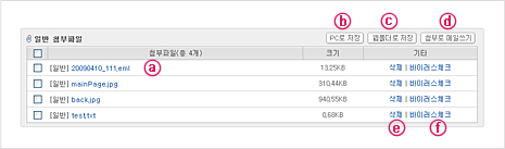 그림 13. 첨부파일 목록